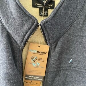 Tailor Vintage Navy and Cream Zip-Up Jacket